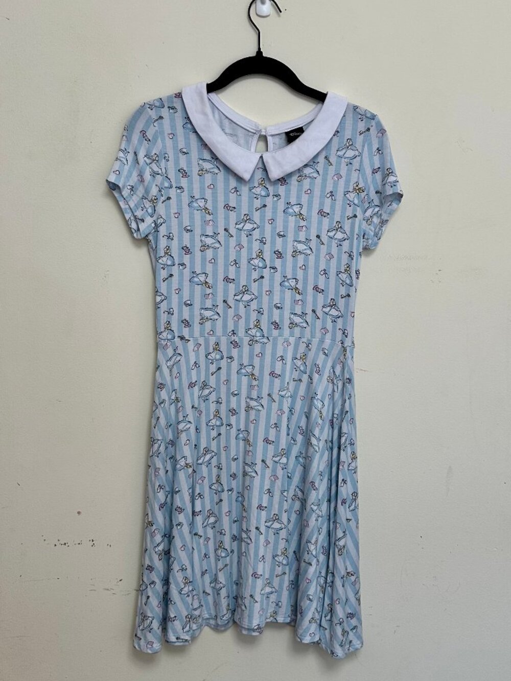 Disney Alice in Wonderland Blue Striped Dress Size Medium
